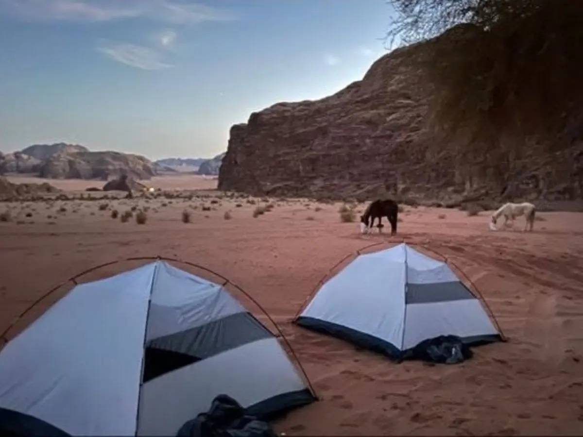 Horse riding during a three-day Wadi Rum journey