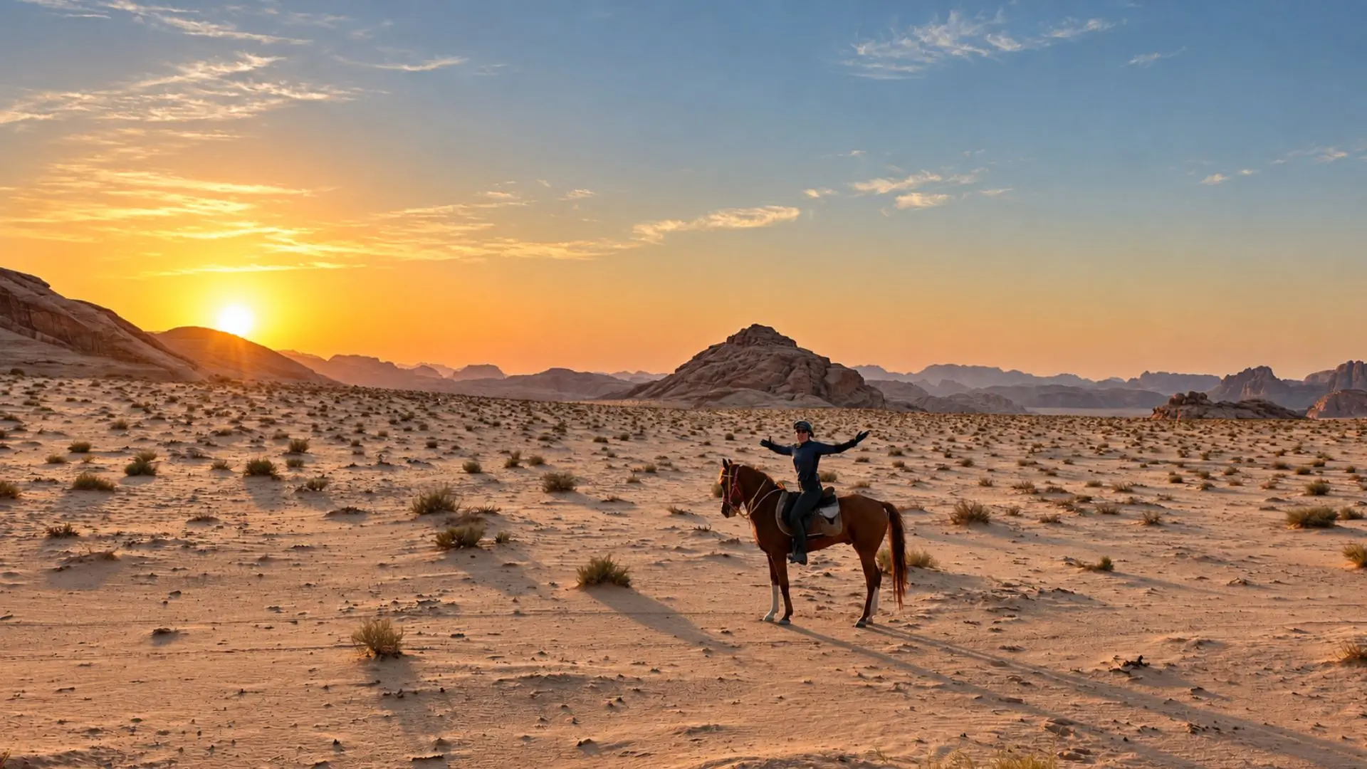 Horse riding across the Wadi Rum desert in Jordan